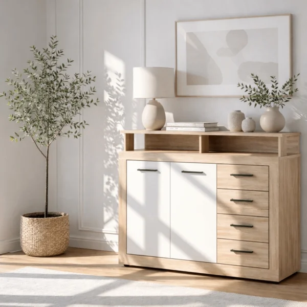 product-14794-0-1 Comodă BLAGO MIDI A 119,5 cm Stejar Sonoma/Alb — Comode