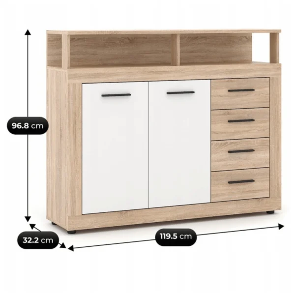 product-14794-2 Comodă BLAGO MIDI A 119,5 cm Stejar Sonoma/Alb — Comode