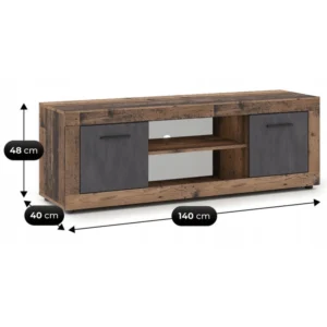 Dulap RTV BLAGO 140 cm stejar închis/grafit — Comode