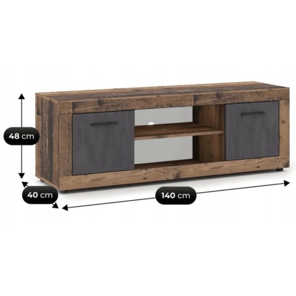 Dulap RTV BLAGO 140 cm stejar închis/grafit — Comode