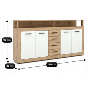 product-14796-4 Comodă cu sertare BLAGO 190 cm Stejar Artisan/alb — Comode