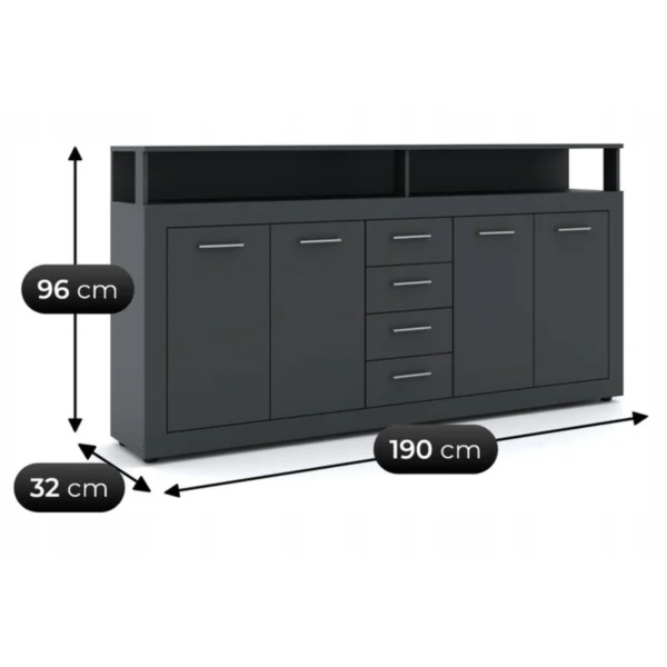 product-14797-5 Comodă BLAGO 190 cm antracit — Comode