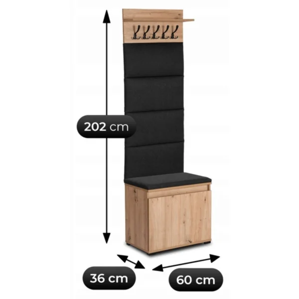 product-14802-7 MODENA 60 cm Artisan Oak/Graphite Hallway Set — MOBILA