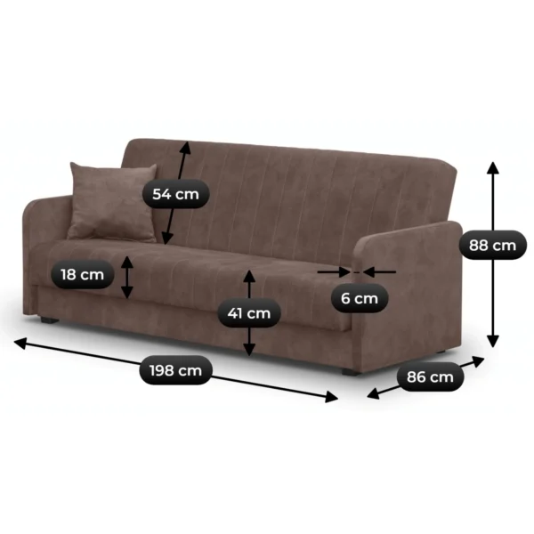 product-14809-6 PORTO Canapea Canapea pliabilă din velur maro — Canapele și sofale