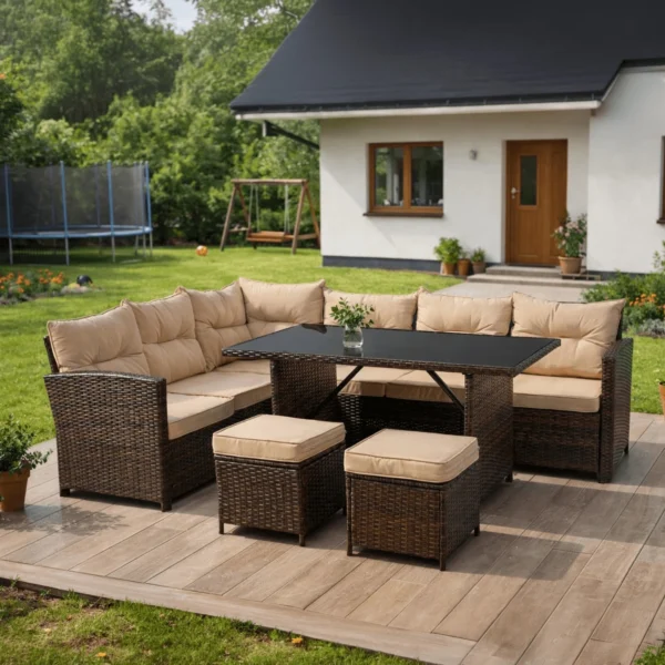 Set mobilier de grădină DALLAS Brown/Beige — MOBILA