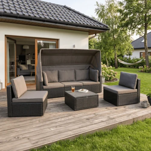 product-14818-0 Set mobilier de grădină CALIENTE negru/maro — MOBILA