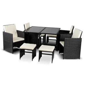 Set de mobilier de grădină BONITO Negru/Crem
