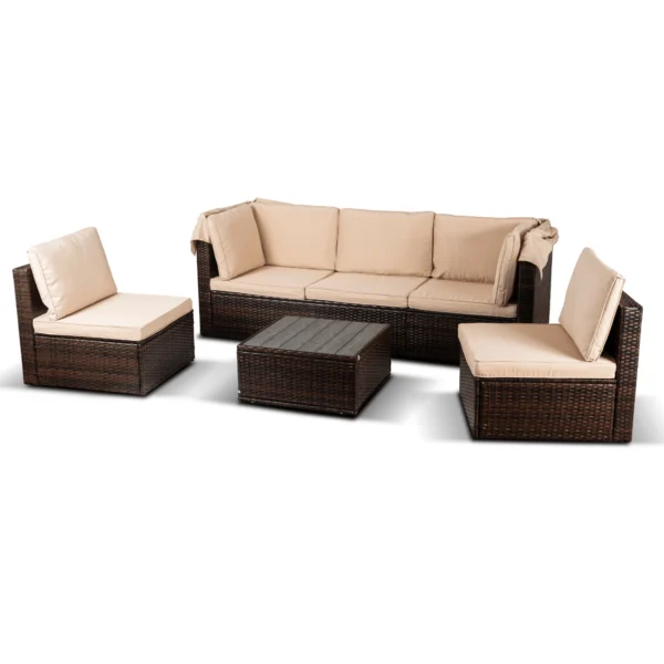 Set mobilier de grădină CALIENTE Brown/Beige — MOBILA