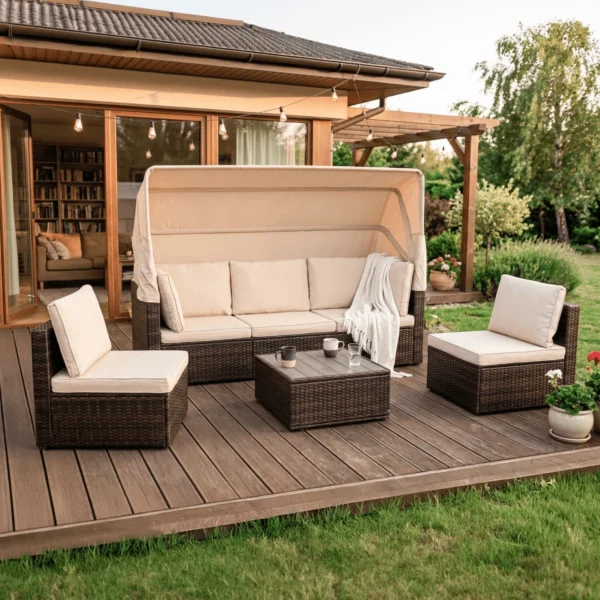 Set mobilier de grădină CALIENTE Brown/Beige — MOBILA