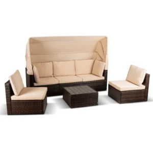 Set mobilier de grădină CALIENTE Brown/Beige — MOBILA