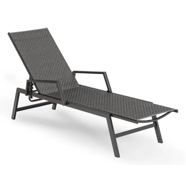ROULE Technorattan Garden Lounger negru — MOBILA