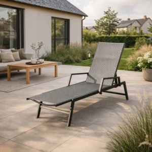 ROULE Technorattan Garden Lounger negru — MOBILA