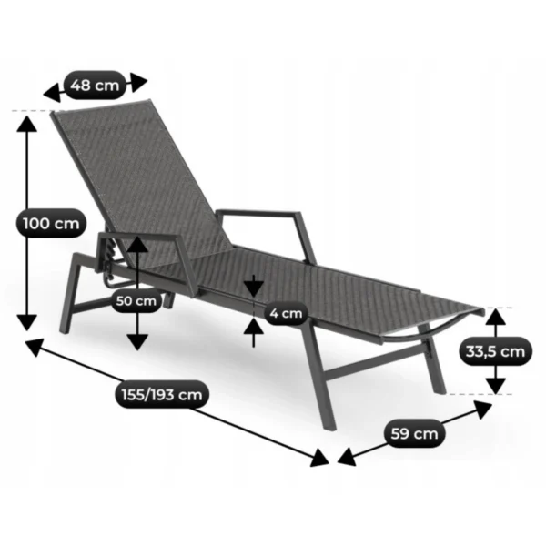 ROULE Technorattan Garden Lounger negru — MOBILA