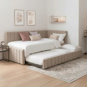 Pat 90x200 VILLEMO Catifea bej — MOBILA