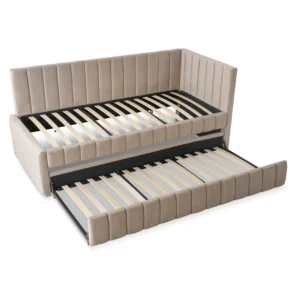 Pat 90x200 VILLEMO Catifea bej — MOBILA