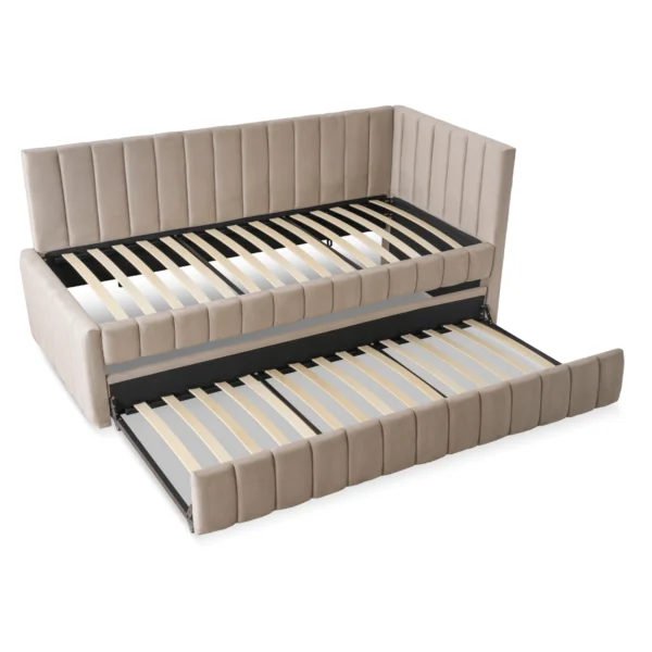 Pat 90x200 VILLEMO Catifea bej — MOBILA