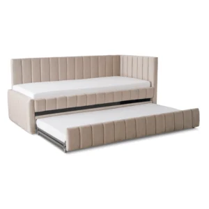 Pat 90x200 VILLEMO Catifea bej — MOBILA