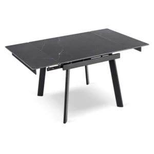 LARES Ceramic Folding Table 90-150 cm Black Marble/Black — Mese