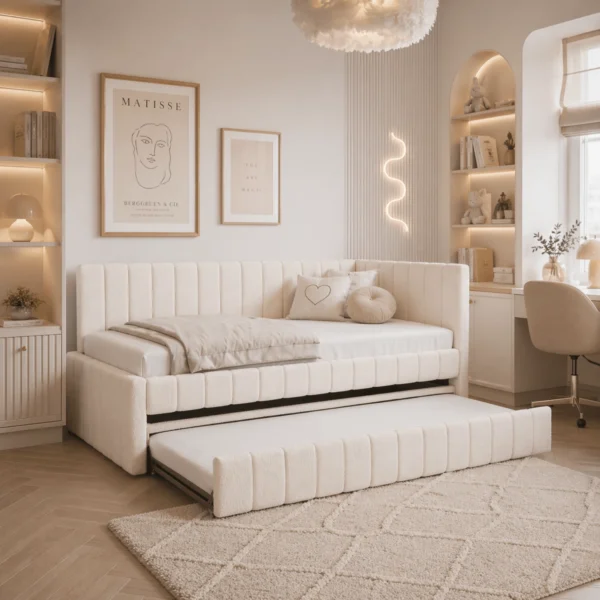 Pat 90x200 VILLEMO Cream Boucle — MOBILA