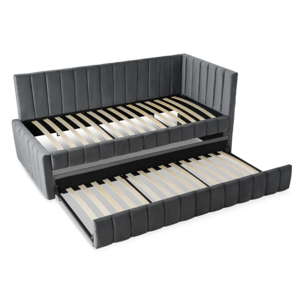 Pat 90x200 VILLEMO Gri Velour pat — MOBILA