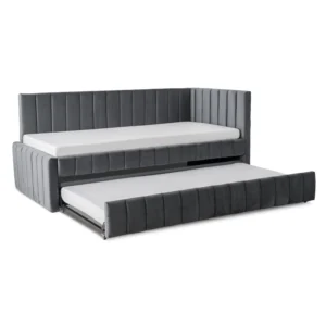 Pat 90x200 VILLEMO Gri Velour pat — MOBILA