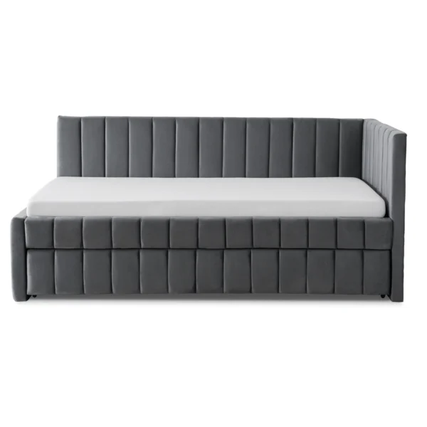 Pat 90x200 VILLEMO Gri Velour pat — MOBILA