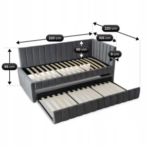 Pat 90x200 VILLEMO Gri Velour pat — MOBILA