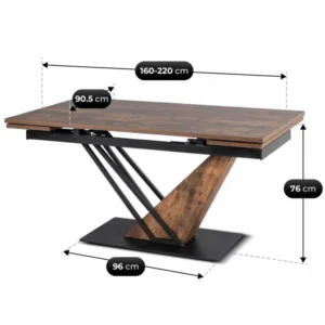 REX Masă extensibilă 160-220 cm MDF stejar rustic/negru — Mese