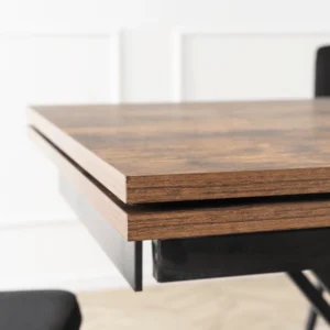 REX Masă extensibilă 160-220 cm MDF stejar rustic/negru — Mese
