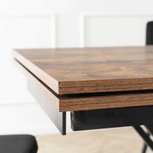 REX Masă extensibilă 160-220 cm MDF stejar rustic/negru — Mese