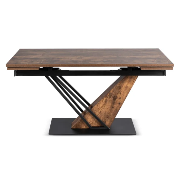 REX Masă extensibilă 160-220 cm MDF stejar rustic/negru — Mese
