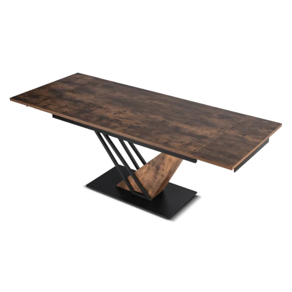 REX Masă extensibilă 160-220 cm MDF stejar rustic/negru — Mese