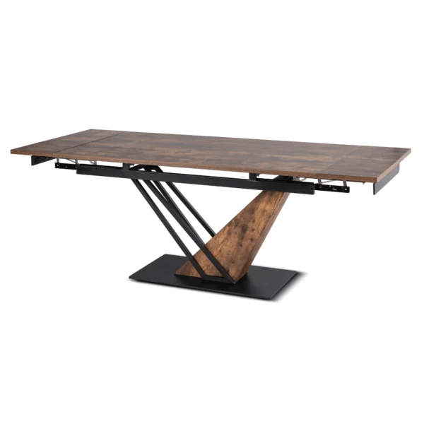 REX Masă extensibilă 160-220 cm MDF stejar rustic/negru — Mese