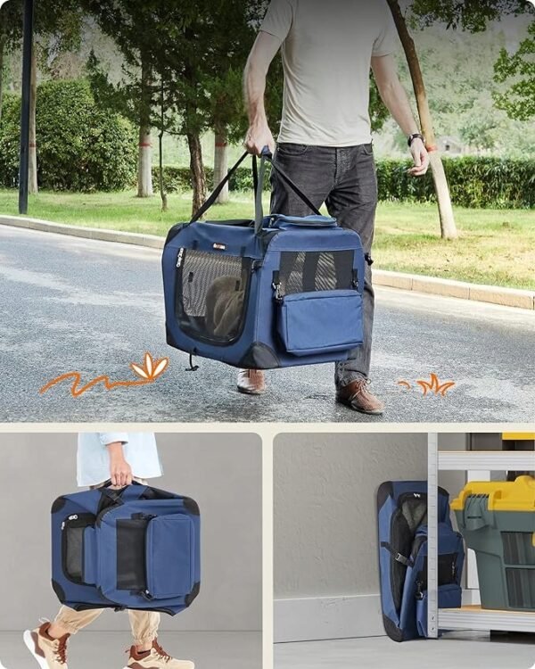 Geanta transport pentru caini, Feandrea, 60x42x42cm, pliabil, albastru