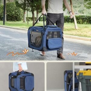 Geanta transport pentru caini, Feandrea, 60x42x42cm, pliabil, albastru