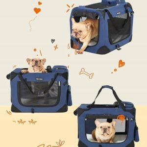 Geanta transport pentru caini, Feandrea, 60x42x42cm, pliabil, albastru