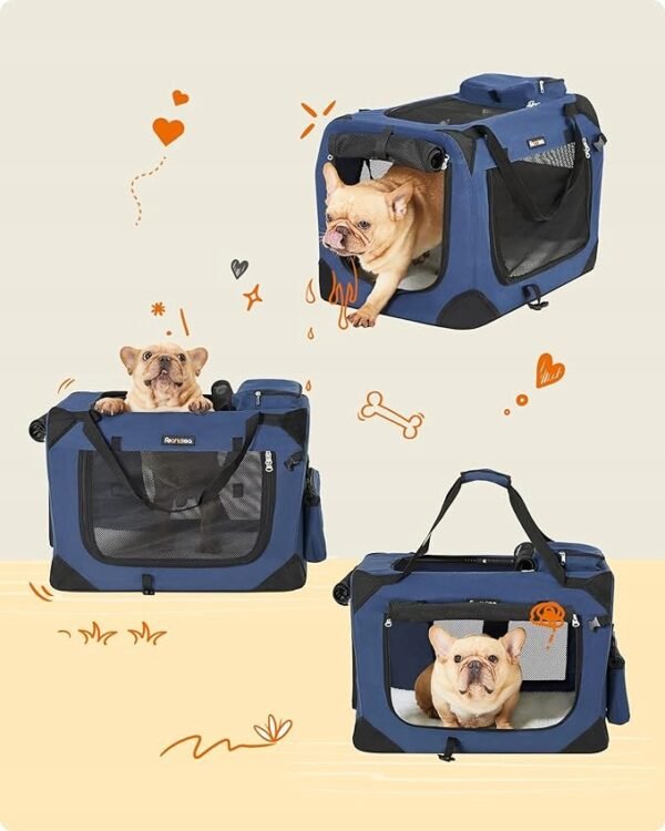 Geanta transport pentru caini, Feandrea, 60x42x42cm, pliabil, albastru