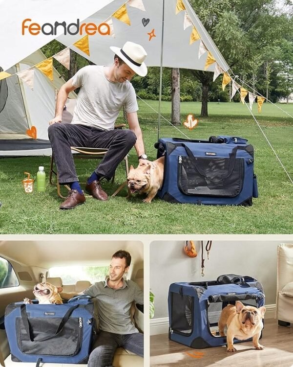 Geanta transport pentru caini, Feandrea, 60x42x42cm, pliabil, albastru