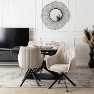 ibiza-160-240-cm-black-marble-black-table-si-4-scaune-mumbai-cream-set-1 IBIZA 160-240 cm Black Marble/Black Table și 4 Scaune MUMBAI Cream Set — MOBILA