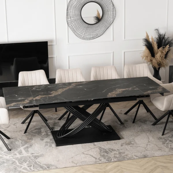 ibiza-160-240-cm-black-marble-black-table-si-4-scaune-mumbai-cream-set-3 IBIZA 160-240 cm Black Marble/Black Table și 4 Scaune MUMBAI Cream Set — MOBILA