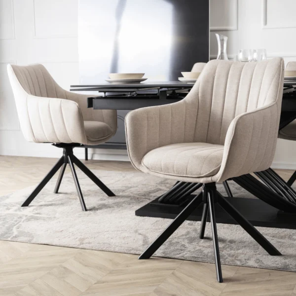 ibiza-160-240-cm-black-marble-black-table-si-4-scaune-mumbai-cream-set-4 IBIZA 160-240 cm Black Marble/Black Table și 4 Scaune MUMBAI Cream Set — MOBILA