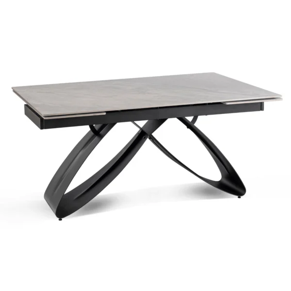 LUIGI Set masă 160-240 cm Marble Grey/Black și 4 scaune PAUL Dark Grey — MOBILA