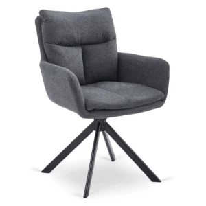 LUIGI Set masă 160-240 cm Marble Grey/Black și 4 scaune PAUL Dark Grey — MOBILA