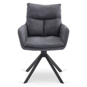 LUIGI Set masă 160-240 cm Marble Grey/Black și 4 scaune PAUL Dark Grey — MOBILA