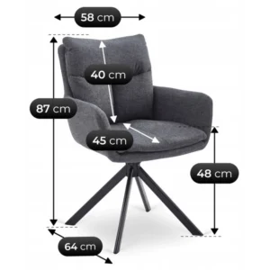 LUIGI Set masă 160-240 cm Marble Grey/Black și 4 scaune PAUL Dark Grey — MOBILA