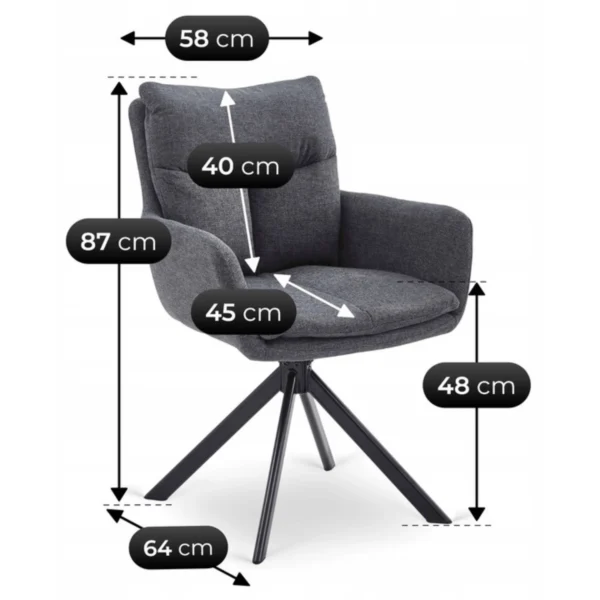 LUIGI Set masă 160-240 cm Marble Grey/Black și 4 scaune PAUL Dark Grey — MOBILA