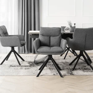 LUIGI Set masă 160-240 cm Marble Grey/Black și 4 scaune PAUL Dark Grey — MOBILA