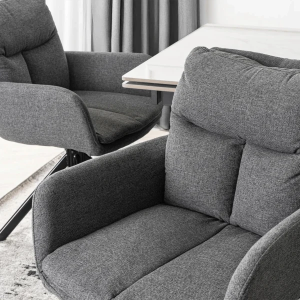 LUIGI Set masă 160-240 cm Marble Grey/Black și 4 scaune PAUL Dark Grey — MOBILA