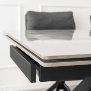 LUIGI Set masă 160-240 cm Marble Grey/Black și 4 scaune PAUL Dark Grey — MOBILA