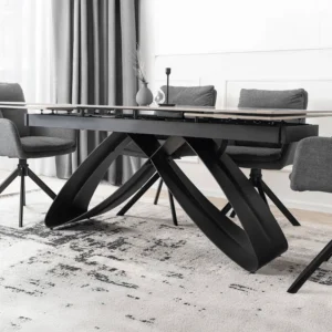 LUIGI Set masă 160-240 cm Marble Grey/Black și 4 scaune PAUL Dark Grey — MOBILA
